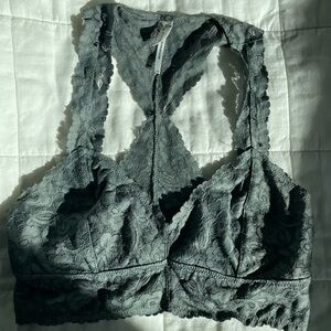Free People Grey Galloon Lace Racerback Bralette - S
